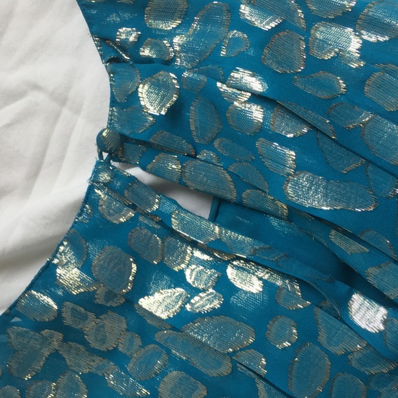 Anthropologie Turquoise + Gold Shift Dress - Picture 6 of 8